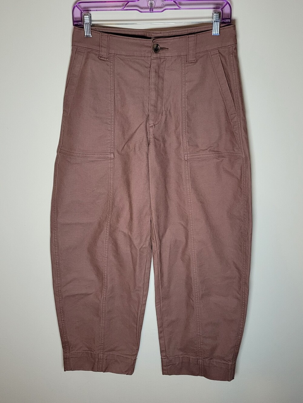 Old Navy Women's Barrel Leg High Rise Pants Size 2 Brown Boho Hippie Utility